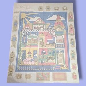 Concord Fabrics Victorian Dollhouse Cut Sew Fabric Panel Soft Dolls Vintage
